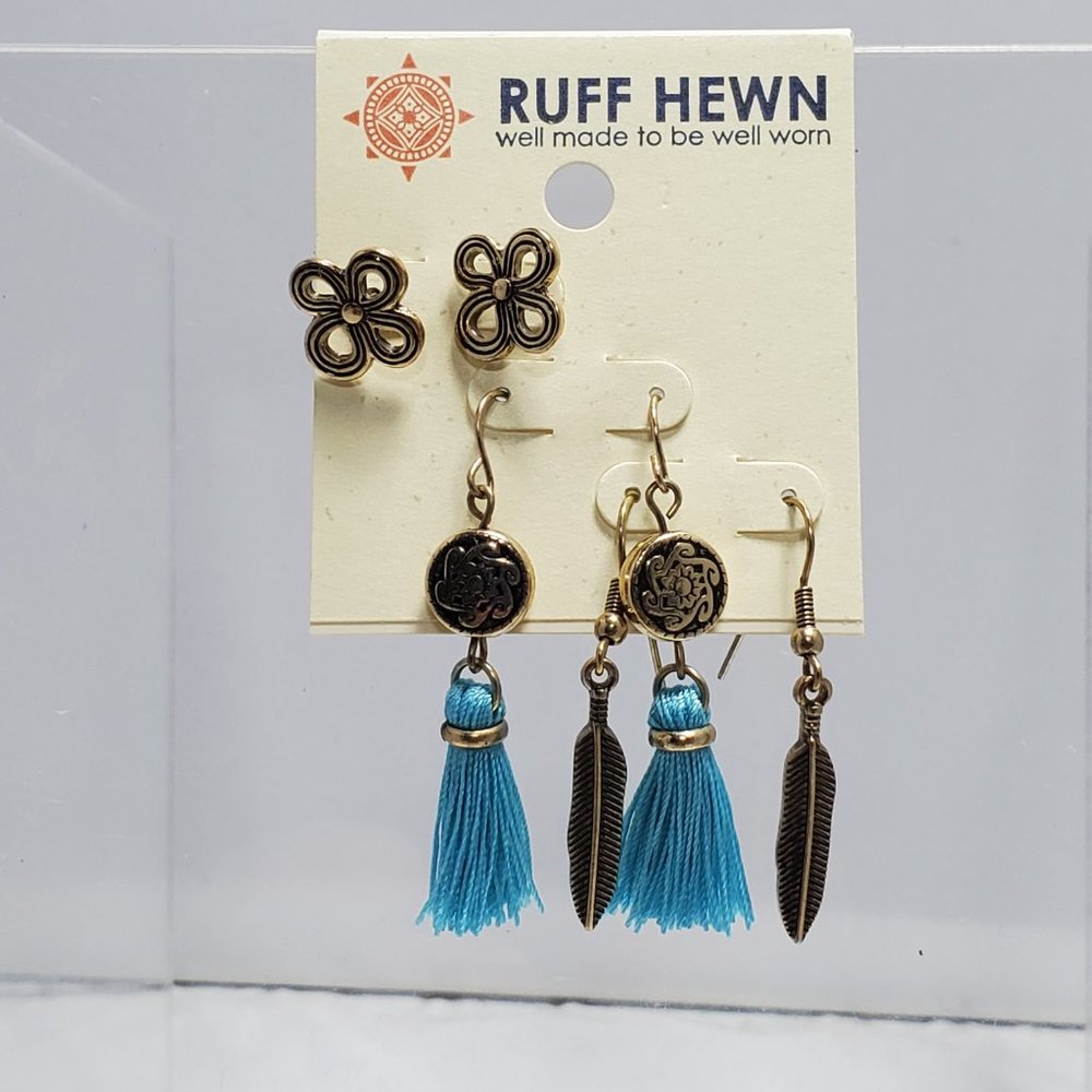 Ruff Hewn trio earrings